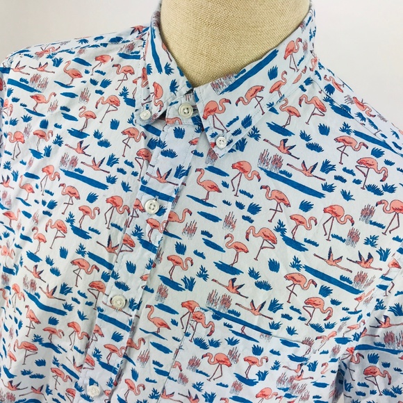 J. Crew Other - J.Crew Flamingo Print Short Sleeve Button Shirt